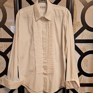 Dior White Dress Shirt with Pleated Front